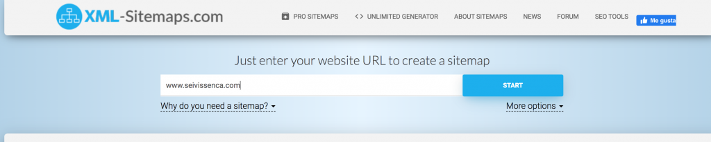 captura de pantalla página XML SITEMAPS