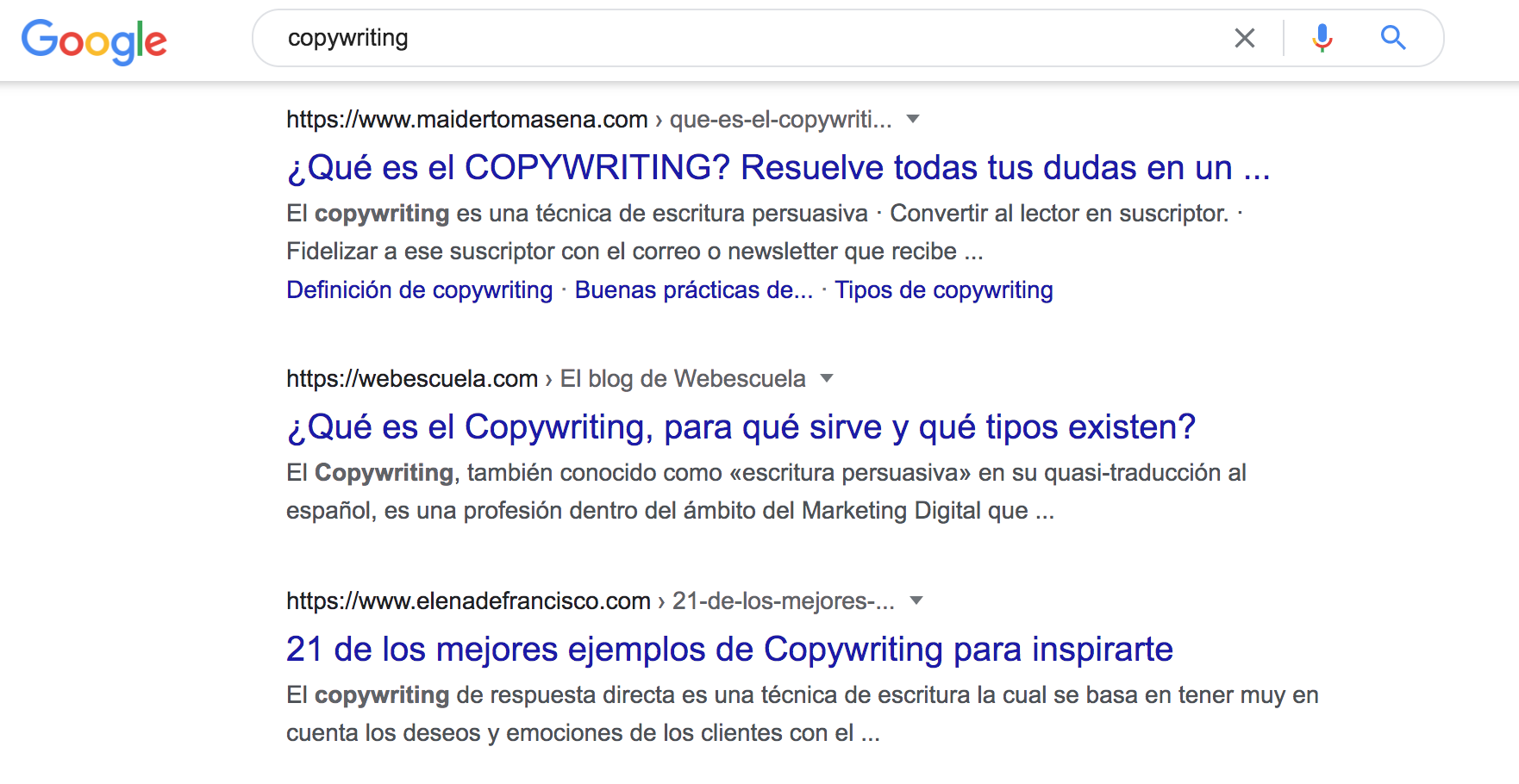 Captura de pantalla Copywriting
